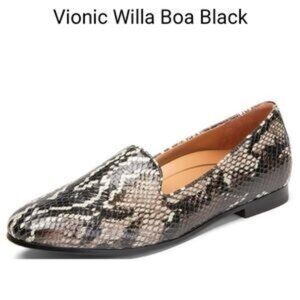 Vionic Womens Willa Boa Snake Print Loafers Size 7 Cushioned Comfort Ortho Shoes